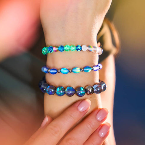 Mondflut | 925er Sterlingsilber | Statement-Armband aus Galaxieglas